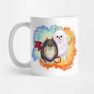 Angel & Devil Pomeranian Pom-Poms Mug